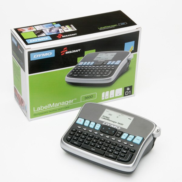 AbilityOne Dymo/SKILCRAFT LabelManager 360D - Desktop Label Maker Kit - Silver , only sold